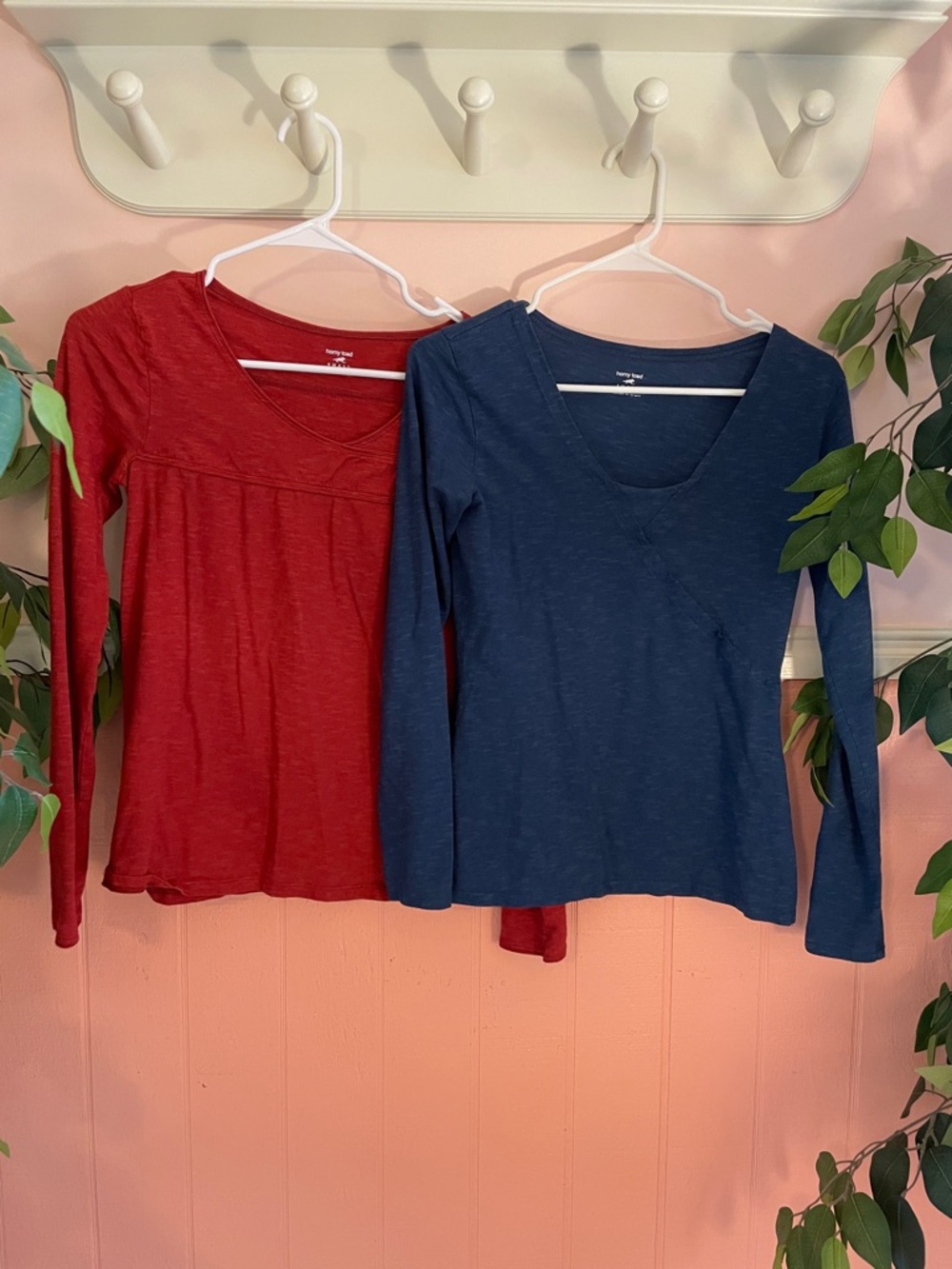 Horny Toad Two Long-Sleeve Tops in Red and Blue